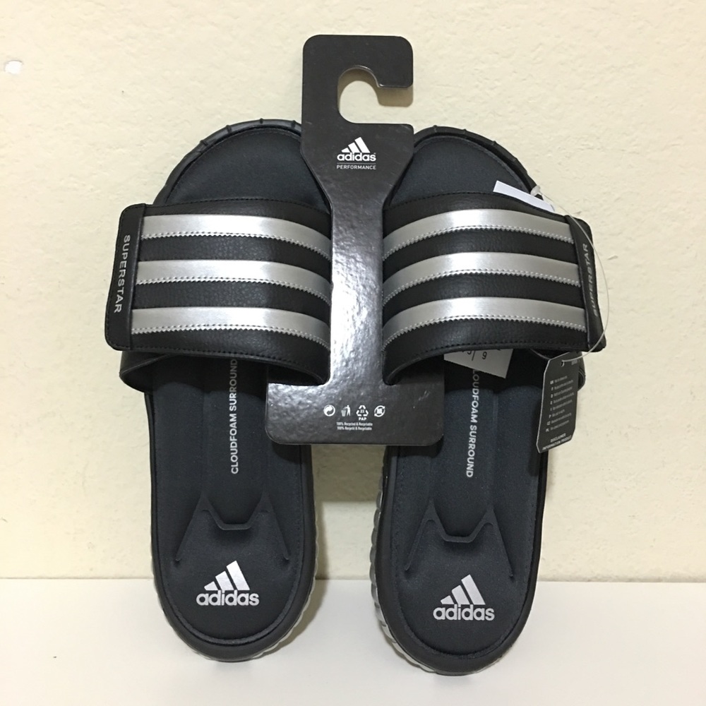 Adidas Superstar 3G Slide Sandals Black/Silver - Picture 2 of 3